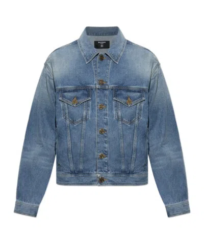 Balmain Logo-embossed Denim Jacket In Multi