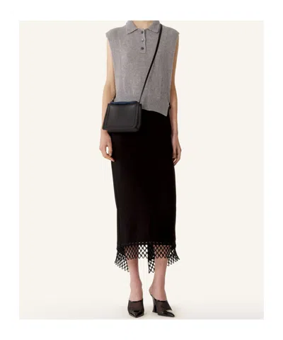 Lanvin Compagnon Small Asymmetrical Bag With A Python Finish In Blue