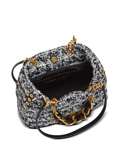 Balmain Small Soft 1945 Tote Bag In Tweed In Blue