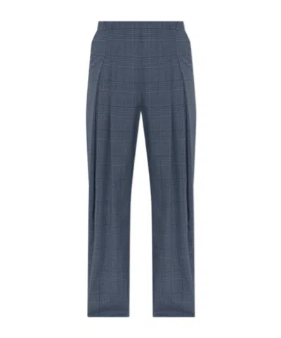 Iro Check-pattern Pleated Trousers In Blue