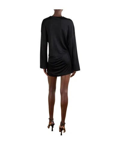 Attico Mini Dress With Distinctive Curling Detail And Logo In Black