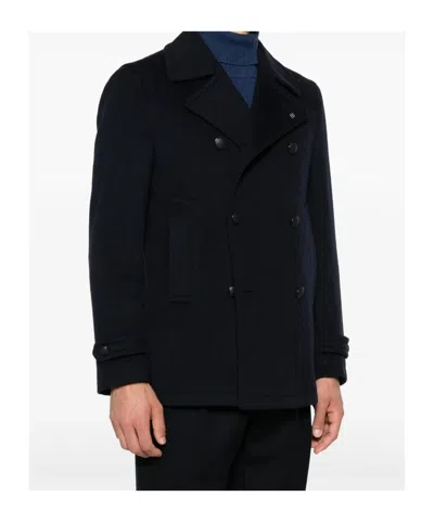 Tagliatore Double-breasted Wool Coat In Blue