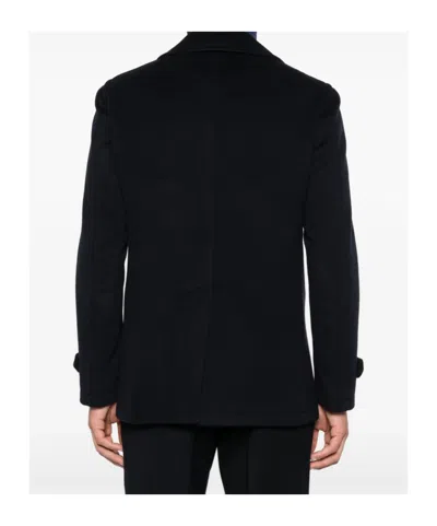 Tagliatore Double-breasted Wool Coat In Blue