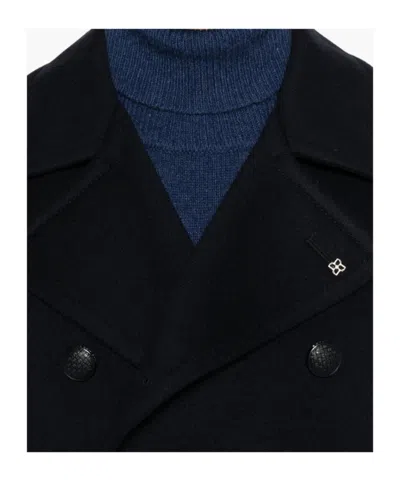 Tagliatore Double-breasted Wool Coat In Blue