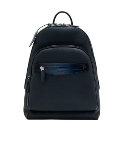 Santoni Logo-engraved Backpack In Blue
