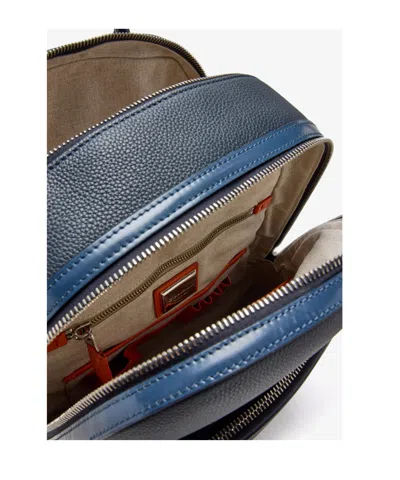 Santoni Logo-engraved Backpack In Blue