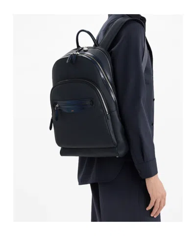 Santoni Logo-engraved Backpack In Blue