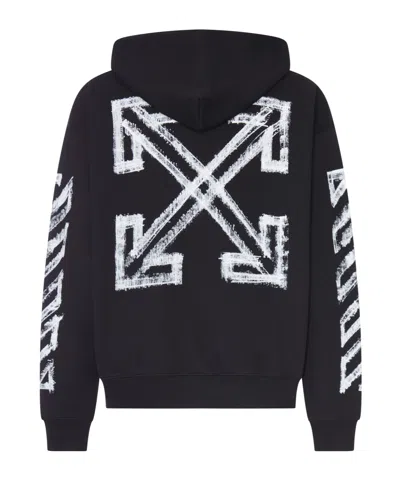Off-white Motion Arrow Skate Black Cotton Hoodie With Distinctive Graphic Prints In Black