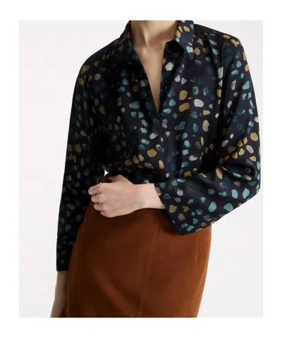 Marella Black Abstract Spotted Pattern Blouse In Blue