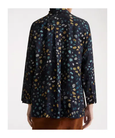 Marella Black Abstract Spotted Pattern Blouse In Blue