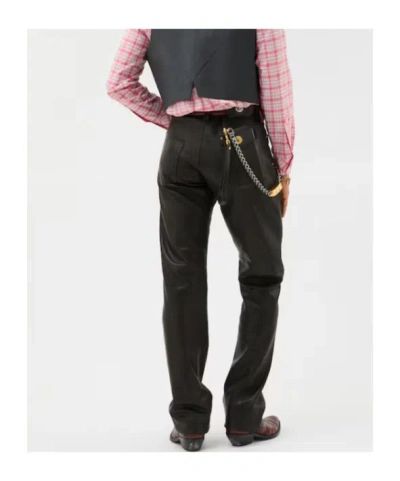 Versace Straight-leg Leather Trousers In Black
