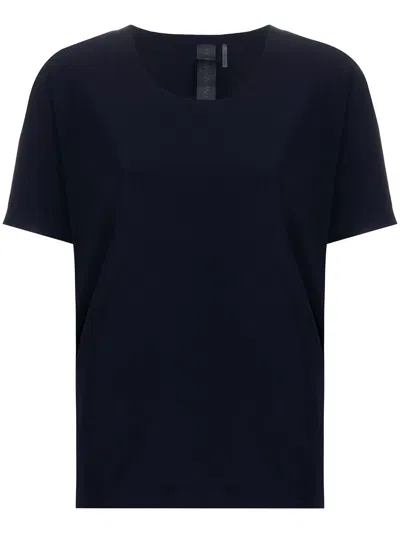 Norma Kamali Navy Solid Round Neck T-shirt In Blue