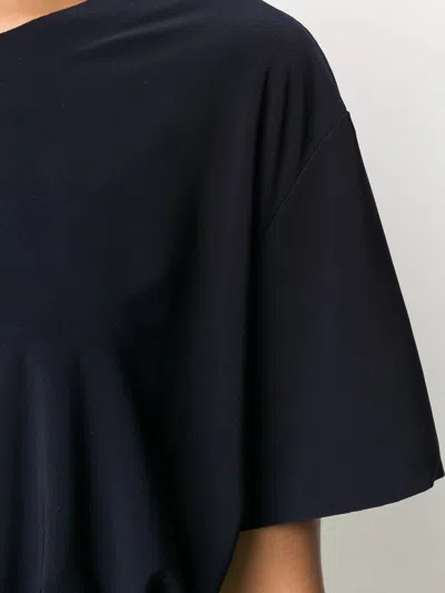 Norma Kamali Navy Solid Round Neck T-shirt In Blue