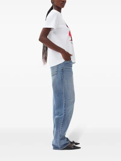 Ganni Basic Jersey Cherry Relaxed T-shirt In White