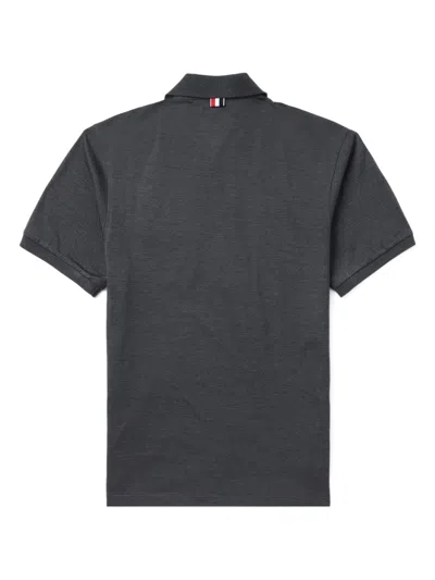 Thom Browne Rwb Stripe Patch Polo In Black