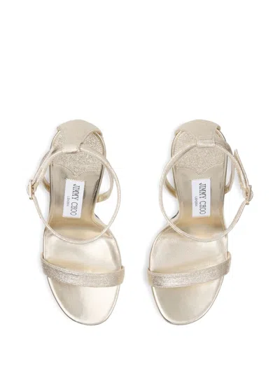 Jimmy Choo Moza Platform 120 Platinum Brilliance Fabric Sandals In Silver