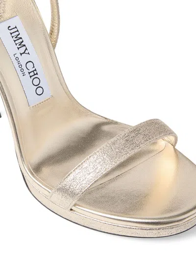 Jimmy Choo Moza Platform 120 Platinum Brilliance Fabric Sandals In Silver
