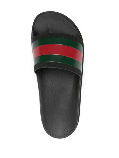 Gucci Web Pool Slides In Multi
