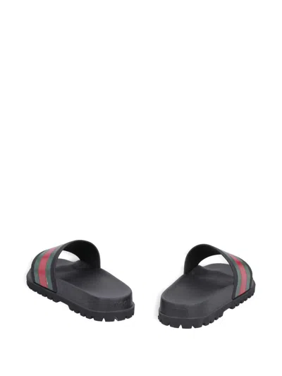Gucci Web Pool Slides In Multi