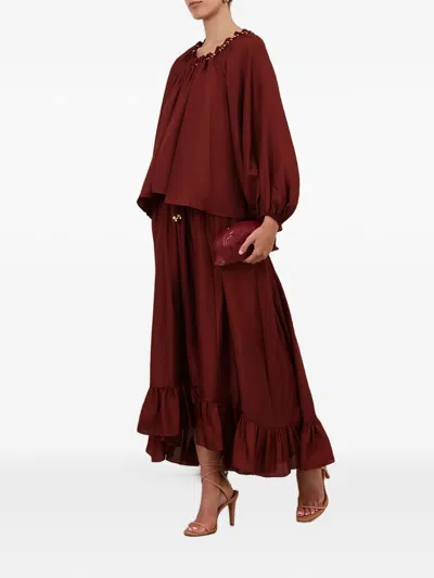 Zimmermann Blouse Aster With Ruffles And Beads In Black