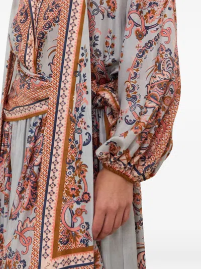 Zimmermann Paisley Floral Pure Silk Blouse With Self-tie Neck Detail In Black