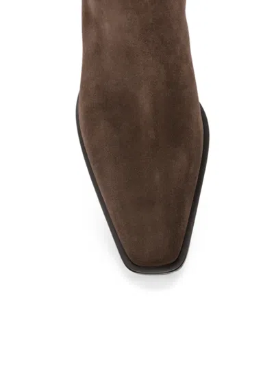Brunello Cucinelli Suede Elasticated Ankle Boots In Brown