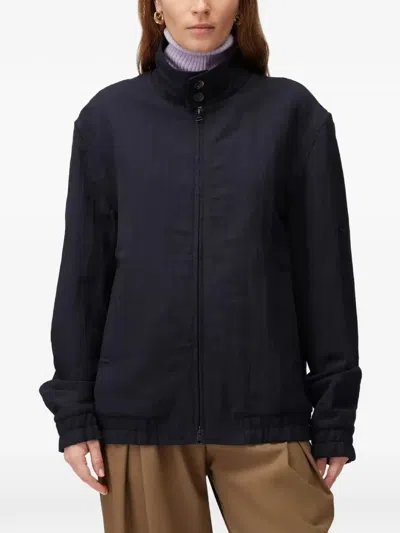 Retori Packable Zip-up Wool Bomber Jacket In Blue