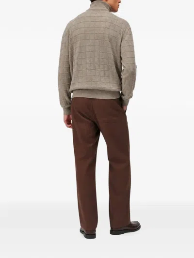 Retori Checkered Mock-neck Sweatshirt In Neutral