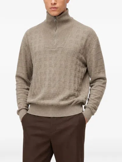 Retori Checkered Mock-neck Sweatshirt In Neutral