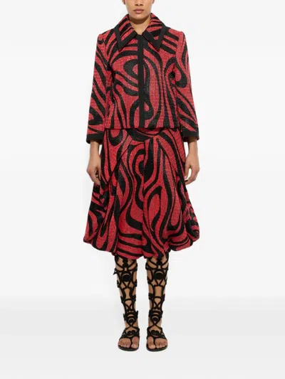 Pucci Printed Raffia Net Jacket In Red
