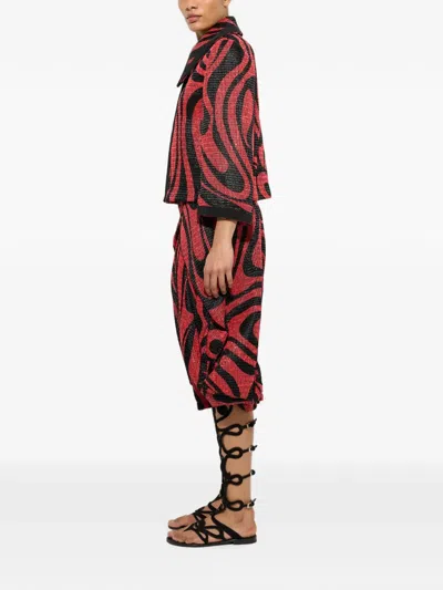 Pucci Printed Raffia Net Jacket In Red