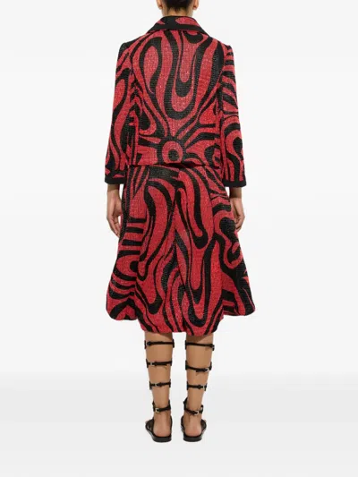 Pucci Printed Raffia Net Jacket In Red