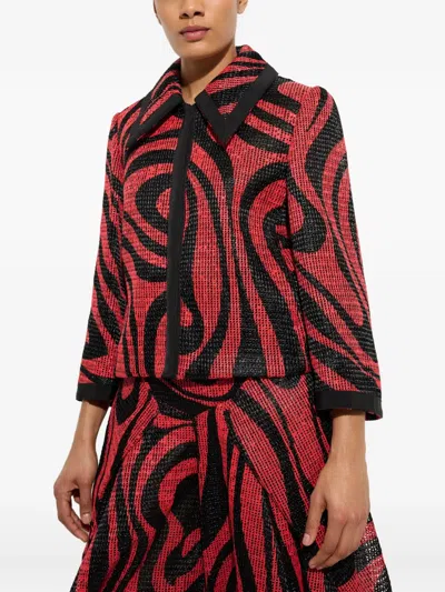 Pucci Printed Raffia Net Jacket In Red