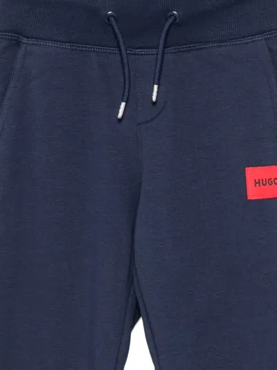 Hugo Boss Logo-patch Drawstring Track Pants In Blue