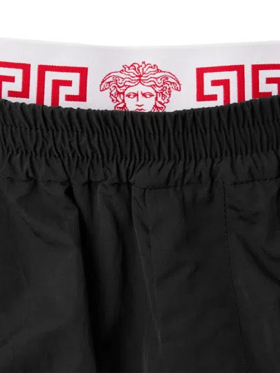 Versace Greca Pattern Beach Joggers Lightweight In Black