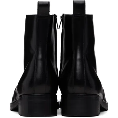 Studio Nicholson Square Leather Ankle Boots In Black