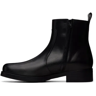 Studio Nicholson Square Leather Ankle Boots In Black
