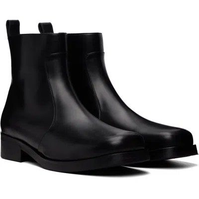 Studio Nicholson Square Leather Ankle Boots In Black
