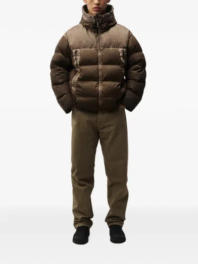 C.p. Company C.p.company Goggle-detail Quilted Medium Jacket In Brown