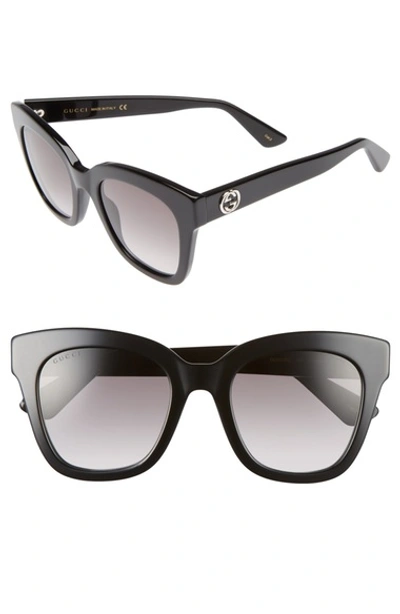 Shop Gucci 50mm Cat Eye Sunglasses In Black/ Grey