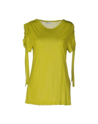 Red Valentino T-shirts In Acid Green