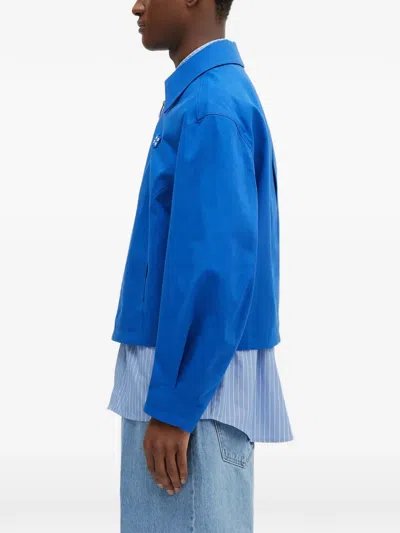 Ader Error Logo-patch Zip-up Bomber Jacket In Blue
