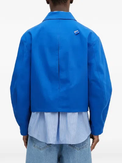 Ader Error Logo-patch Zip-up Bomber Jacket In Blue