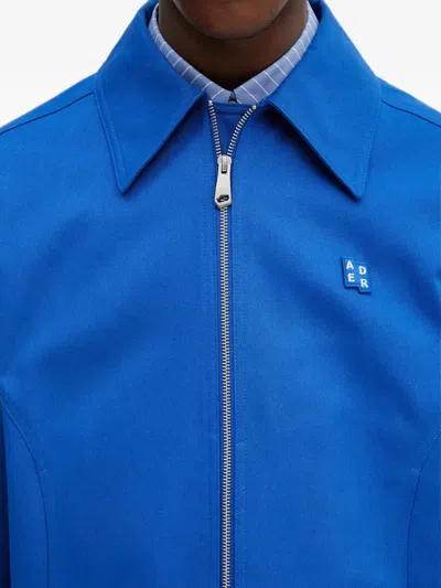 Ader Error Logo-patch Zip-up Bomber Jacket In Blue