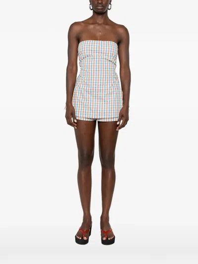 Faithfull Isole Check-pattern Top In White
