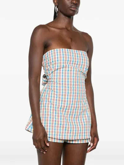 Faithfull Isole Check-pattern Top In White