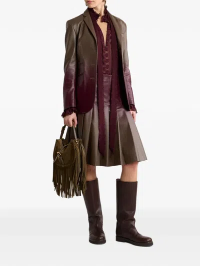 Etro Single-breasted Degradé Leather Jacket In Multi
