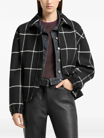 Courrèges Checked-pattern Bomber Jacket In Black