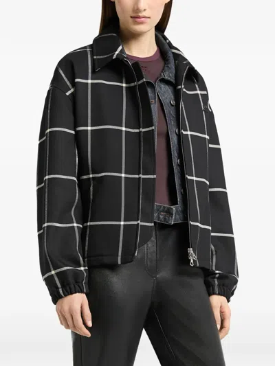 Courrèges Checked-pattern Bomber Jacket In Black