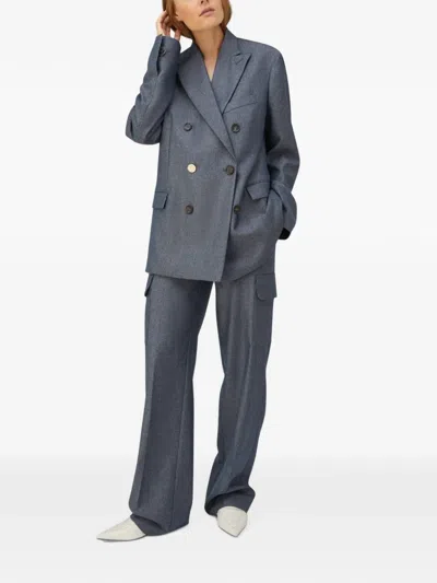 Retori Double-breasted Peak-lapel Wool Blazer In Blue